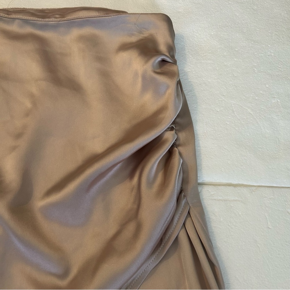 Rachel Zoe champagne silky elastic waist slit skirt - Picture 7 of 9
